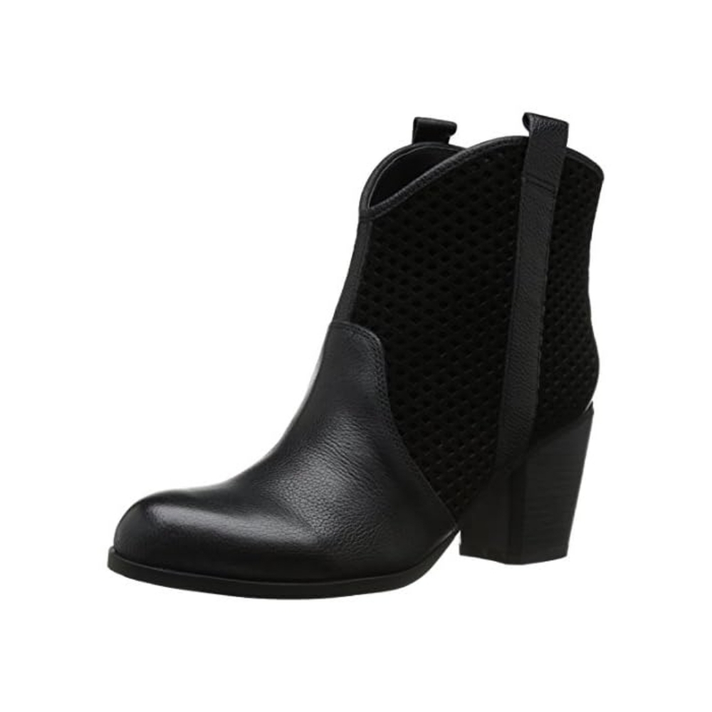 FERGIE NIB Towson leather black heeled boots Women's 7.5